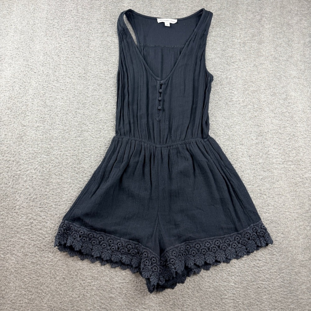 Abercrombie & Fitch Black Crochet Trim Romper Small